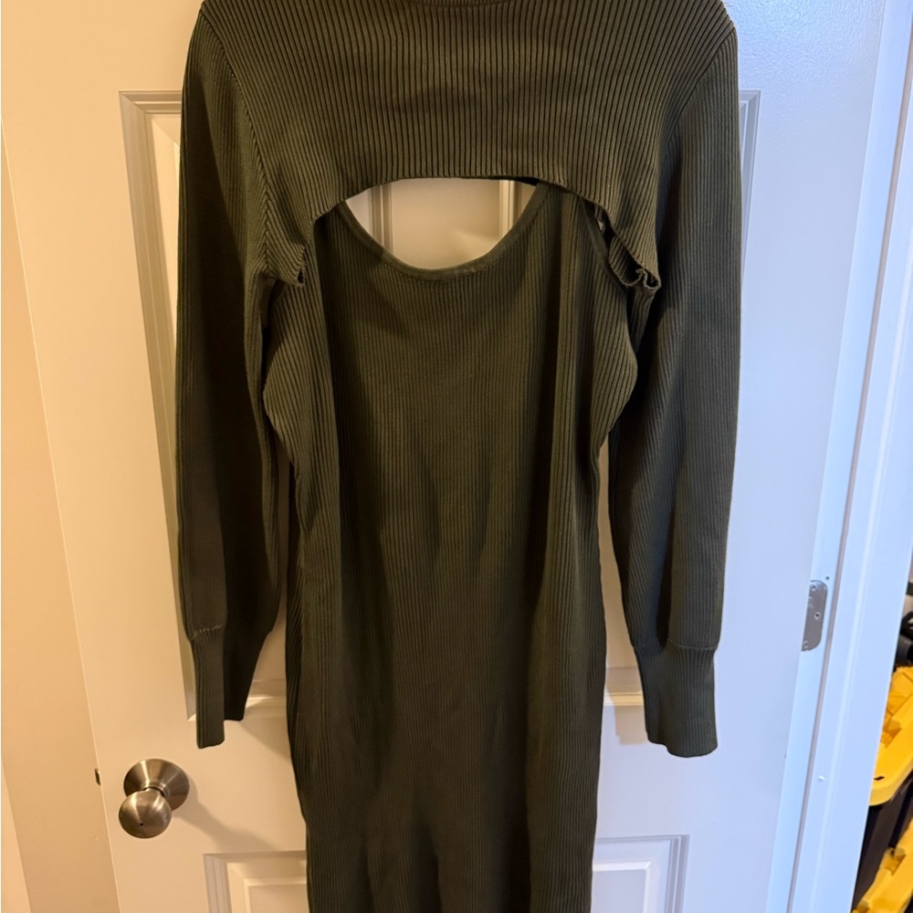 Ashley Stewart Deep Green Ribbed Dress